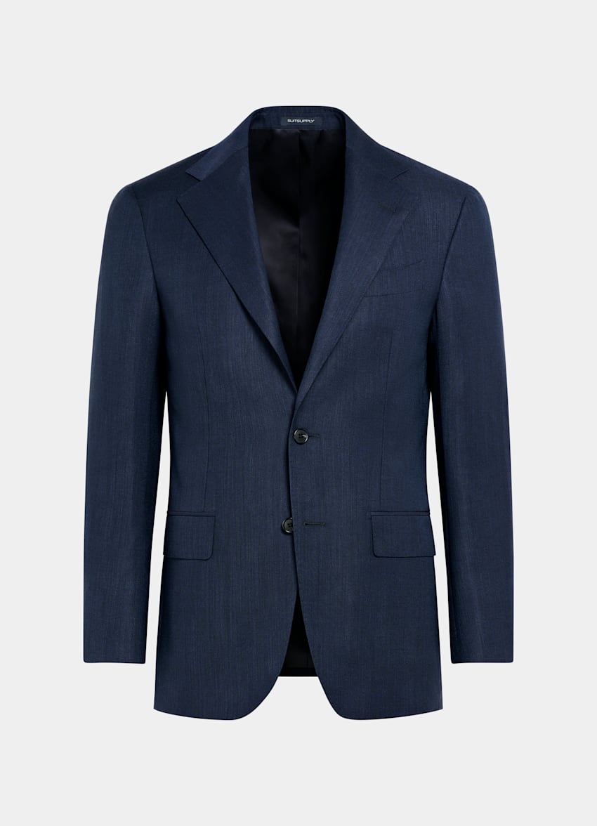 SUITSUPPLY All Season Pura lana S110s de Reda, Italia Traje Perennial Havana azul marino corte Tailored