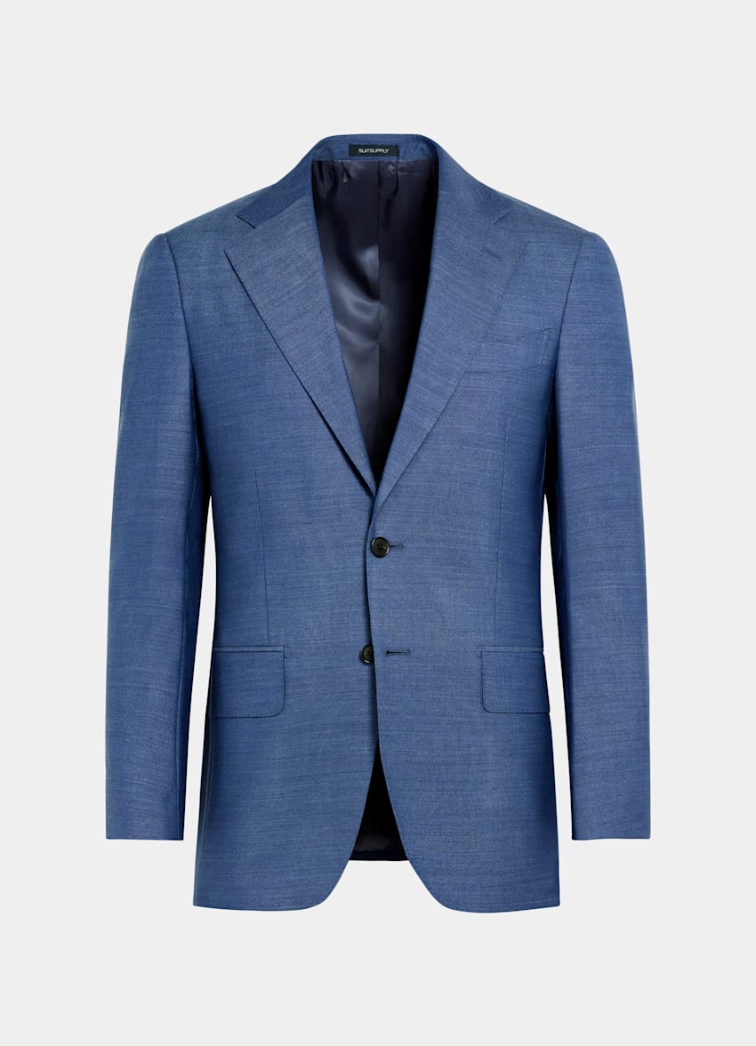 SUITSUPPLY All Season Pure Tropical Wool by Vitale Barberis Canonico, Italy Mid Blue Perennial Tailored Fit Havana Suit