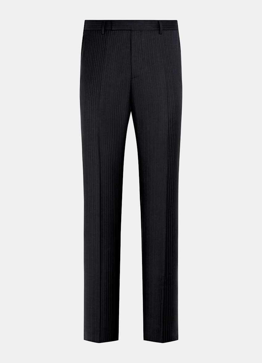 SUITSUPPLY All Season Pure S130's Wool by Carlo Barbera, Italy Navy Striped Tailored Fit Milano Suit