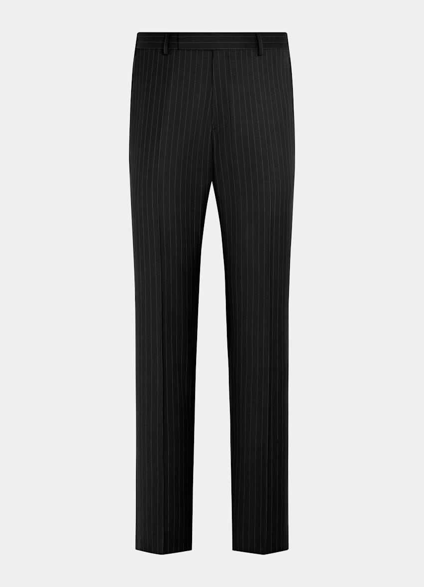 SUITSUPPLY All Season Pure S130's Wool by Drago, Italy Black Striped Tailored Fit Milano Suit