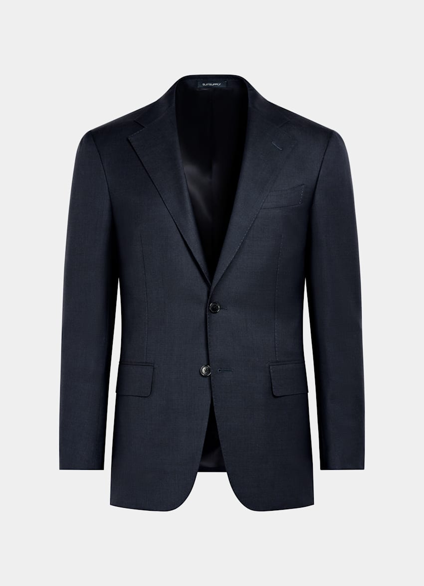 SUITSUPPLY All Season Pure S150's Wool by E.Thomas, Italy Navy Tailored Fit Milano Suit