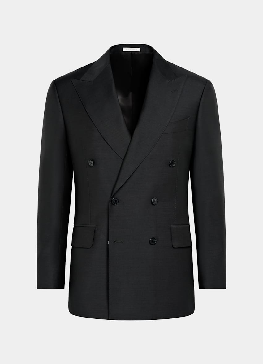 SUITSUPPLY All Season Wool Silk by Piacenza, Italy Black Tailored Fit Milano Suit