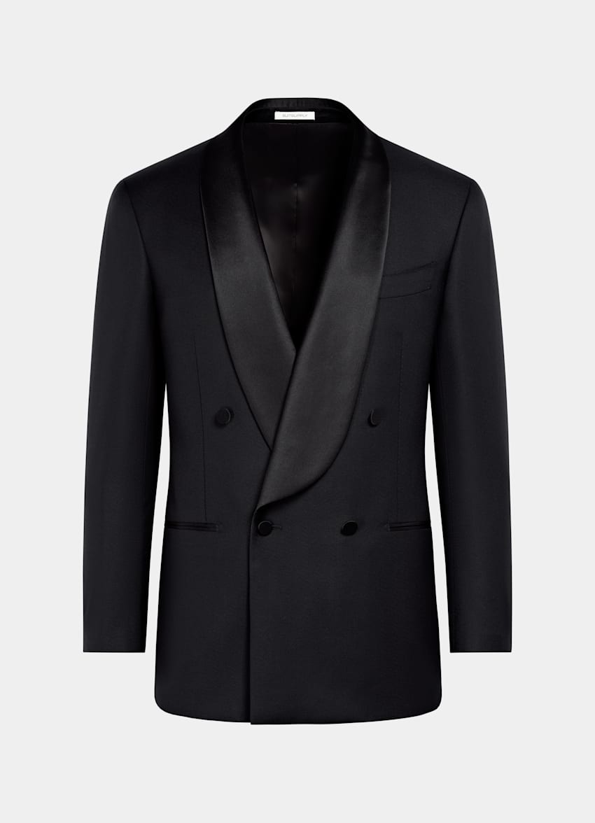 SUITSUPPLY All Season Pure Wool by Vitale Barberis Canonico, Italy Black Tailored Fit Milano Tuxedo