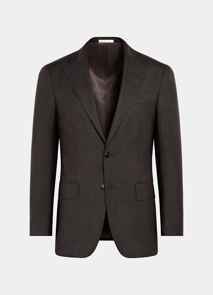 SUITSUPPLY All Season Pure Tropical Wool by Vitale Barberis Canonico, Italy Dark Brown Perennial Tailored Fit Havana Suit