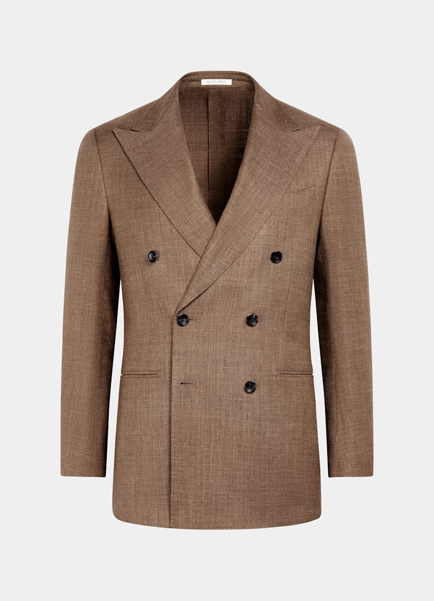 SUITSUPPLY Summer Wool Silk Linen by E.Thomas, Italy Mid Brown Tailored Fit Havana Suit