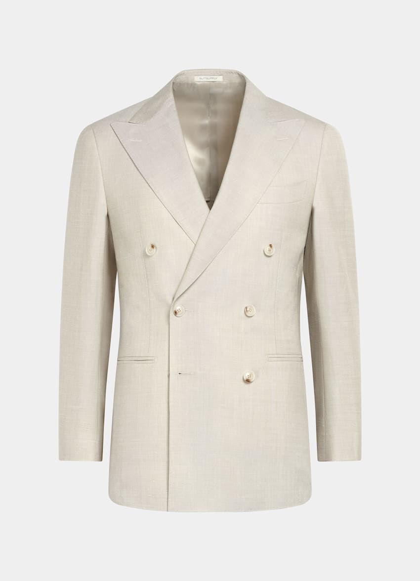 SUITSUPPLY Sommer Schurwolle Seide Leinen von E.Thomas, Italien Havana Anzug hellbraun Tailored Fit