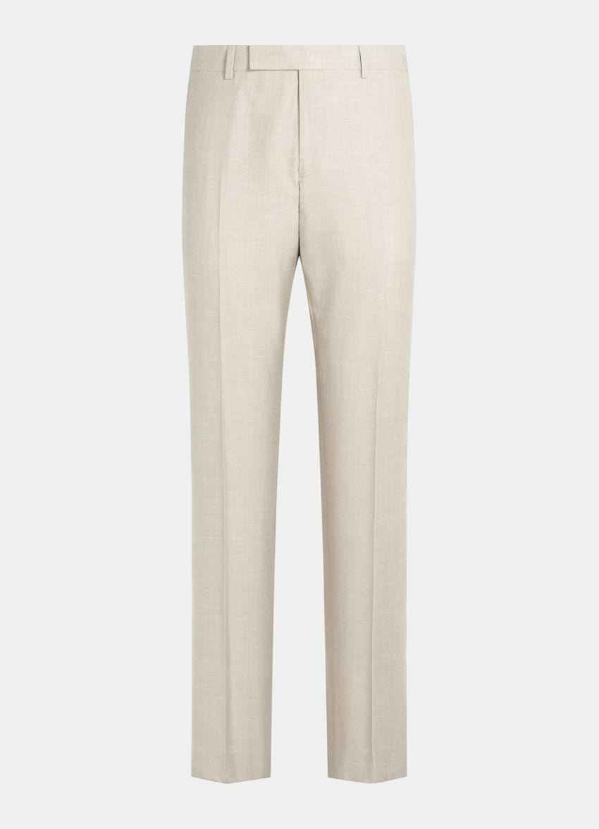 SUITSUPPLY Sommer Schurwolle Seide Leinen von E.Thomas, Italien Havana Anzug hellbraun Tailored Fit