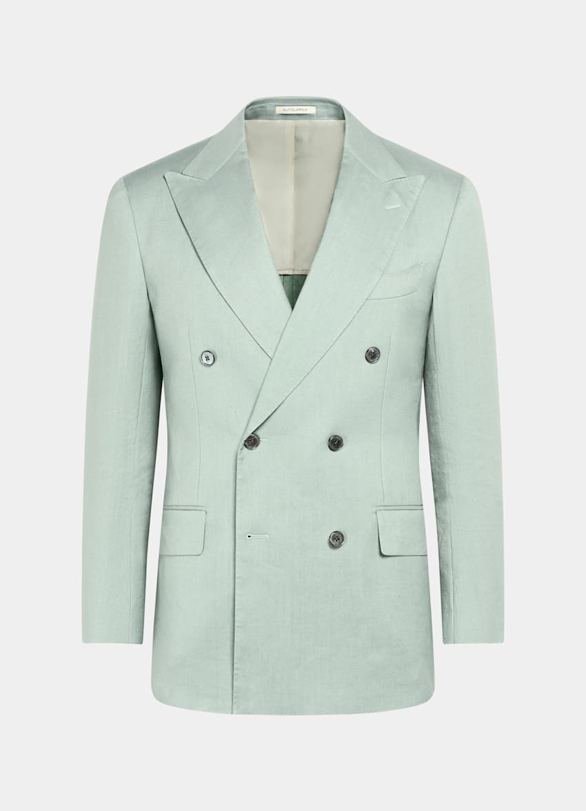 SUITSUPPLY Summer Linen Wool Mohair by Vitale Barberis Canonico, Italy Mid Green Tailored Fit Milano Suit