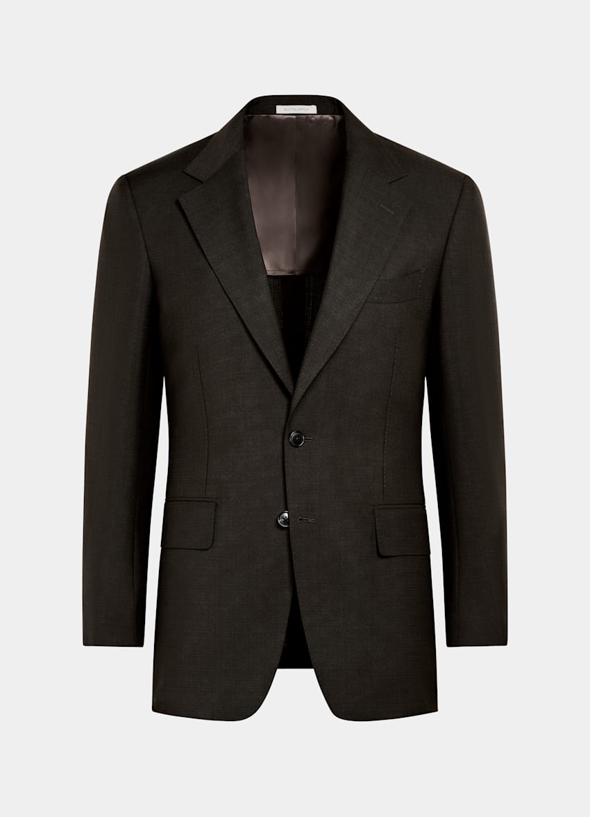 SUITSUPPLY All Season Wool Mohair by Vitale Barberis Canonico, Italy Dark Brown Tailored Fit Milano Suit