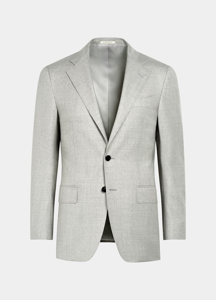 SUITSUPPLY All Season Pure S150's Wool by E.Thomas, Italy Light Grey Tailored Fit Havana Suit