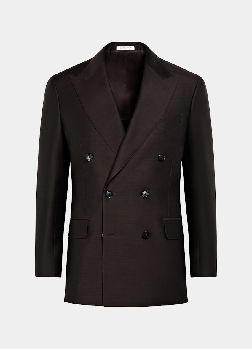 SUITSUPPLY All Season Wool Silk by Piacenza, Italy Dark Brown Tailored Fit Milano Suit