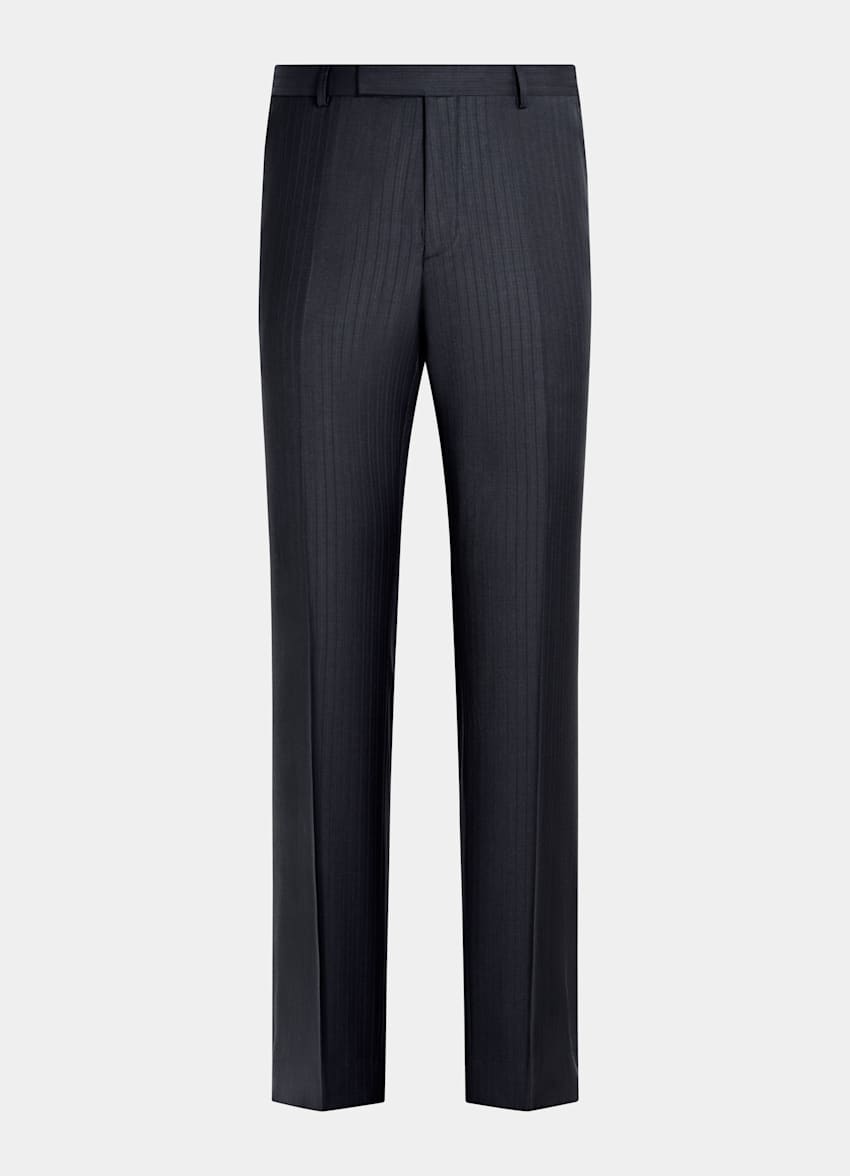 SUITSUPPLY All Season Pure S130's Wool by Reda, Italy Navy Striped Tailored Fit Havana Suit