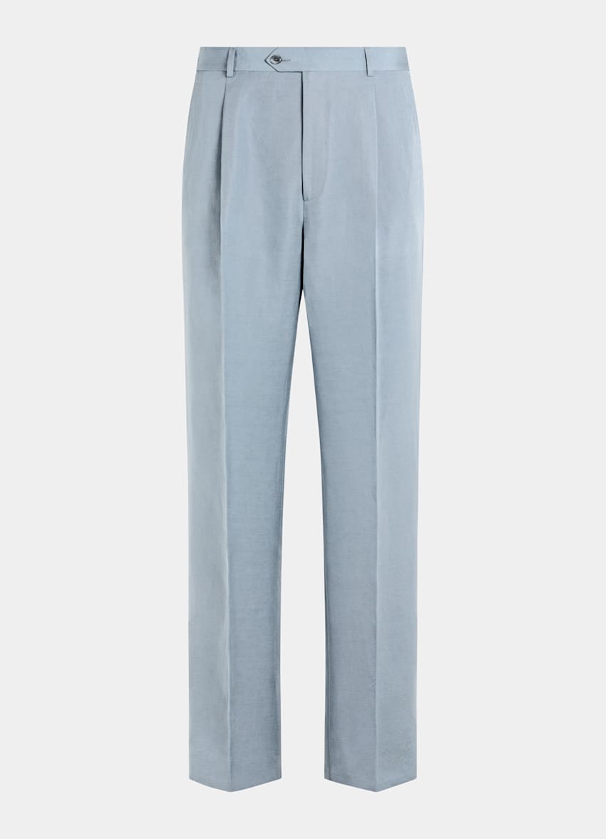 SUITSUPPLY Summer Linen Silk fr&aring;n Delfino, Italien Mid Blue Tailored Fit Milano Suit