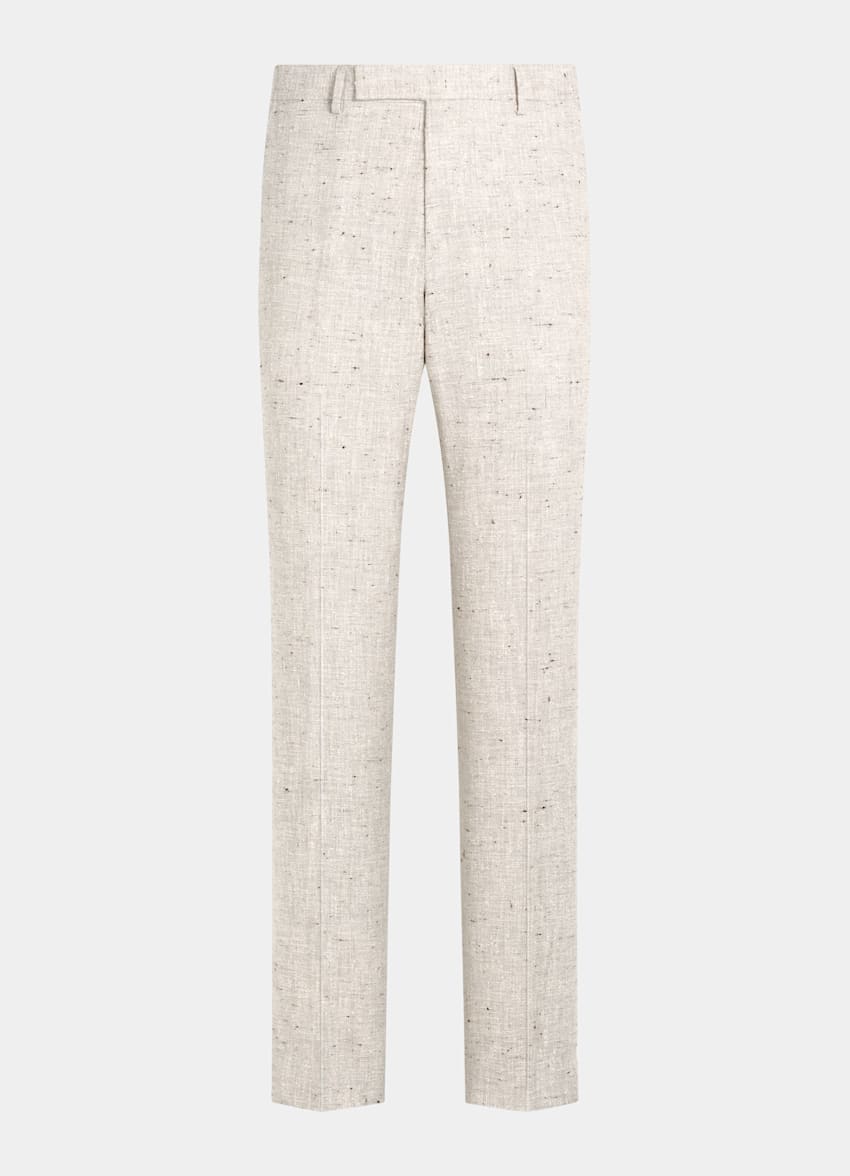 SUITSUPPLY Summer Linen Wool Silk Blend by Ferla, Italy Light Taupe Tailored Fit Milano Suit