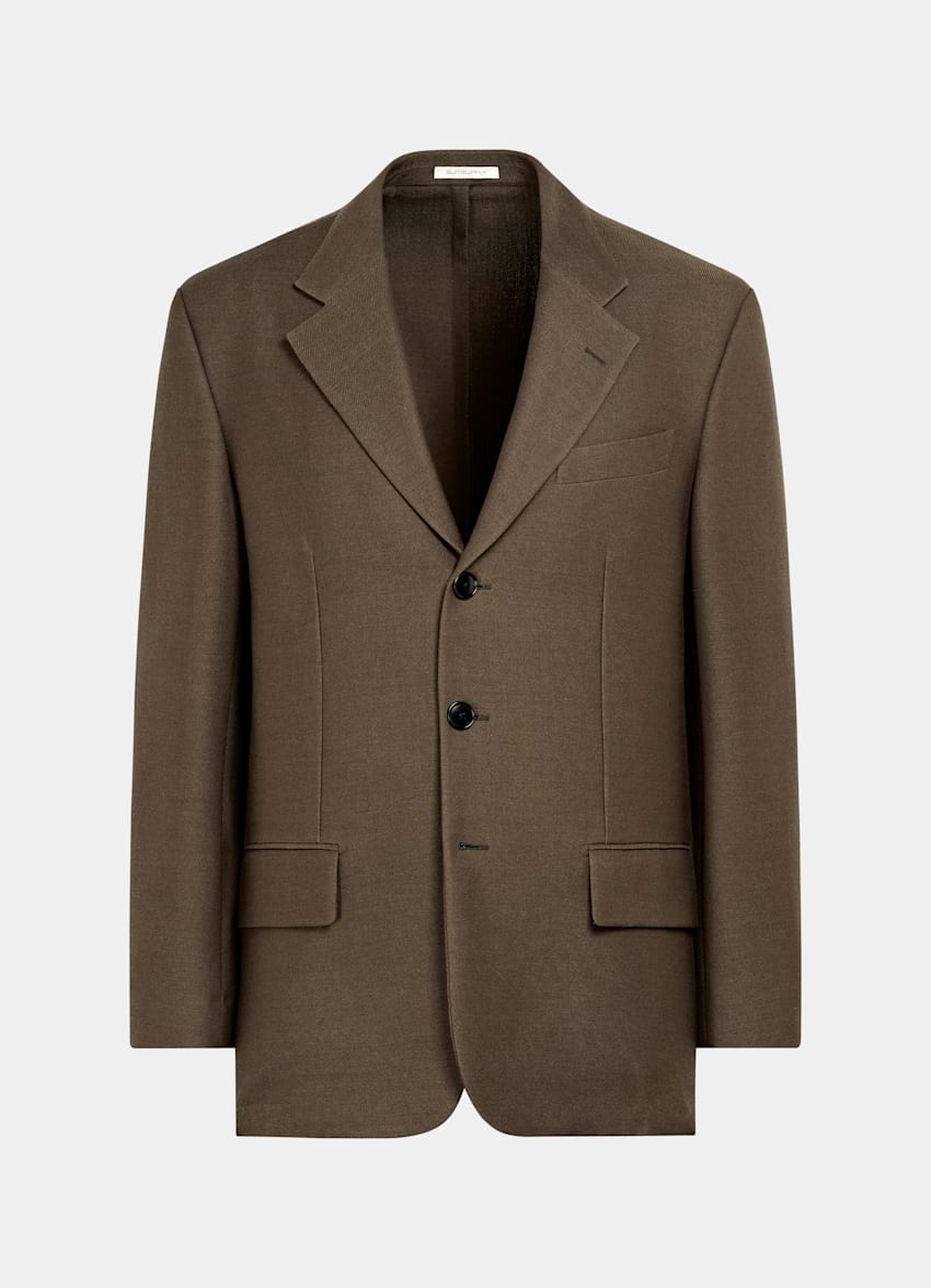 SUITSUPPLY All Season Wool Mohair Silk by Cerruti, Italy Mid Brown Relaxed Fit Brera Suit