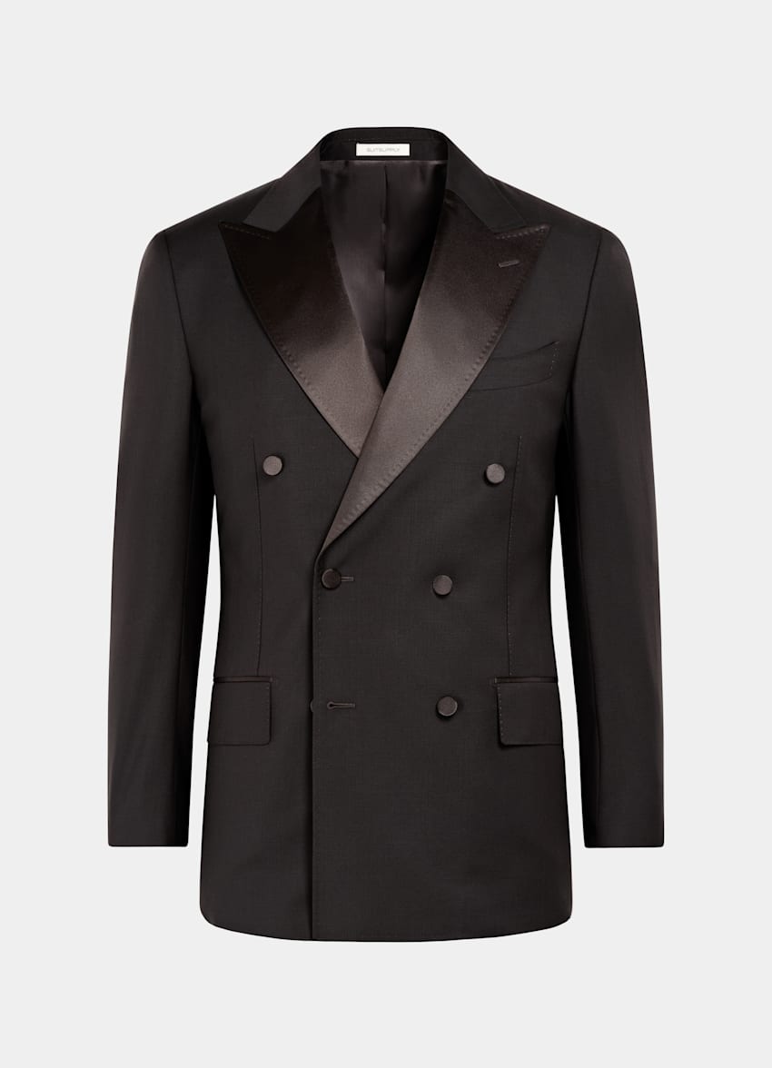 SUITSUPPLY All Season Lana-mohair de Vitale Barberis Canonico, Italia Esmoquin Milano marr&oacute;n oscuro corte Tailored