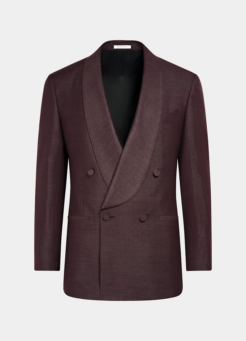 SUITSUPPLY All Season Silk Wool par Lanificio Ermenegildo Zegna, Italie Burgundy Tailored Fit Milano Tuxedo