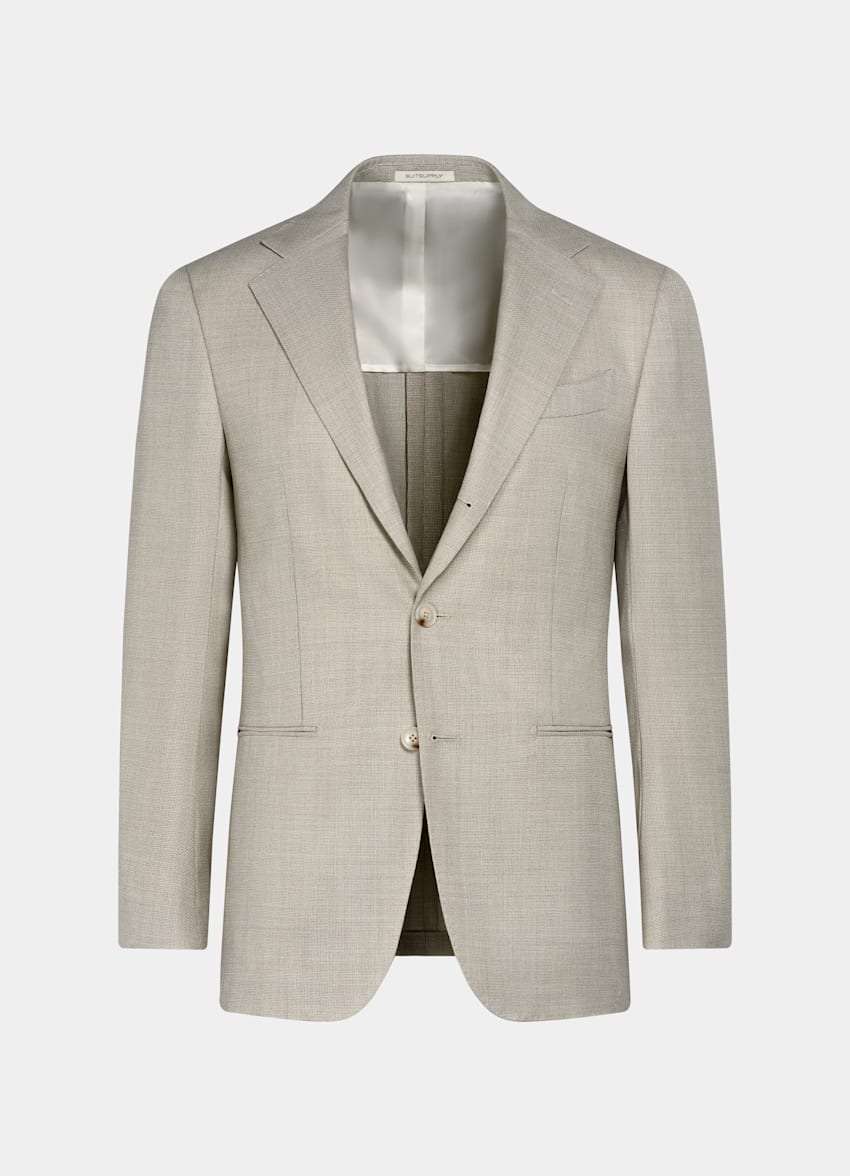 SUITSUPPLY All Season Pure Wool by Vitale Barberis Canonico, Italy Sand Tailored Fit Havana Suit