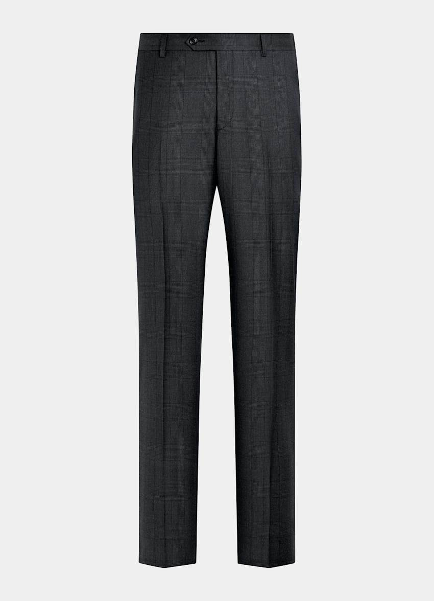 SUITSUPPLY All Season Wrinkle-Free Wool by Lanificio Ermenegildo Zegna, Italy Dark Grey Checked Tailored Fit Havana Suit