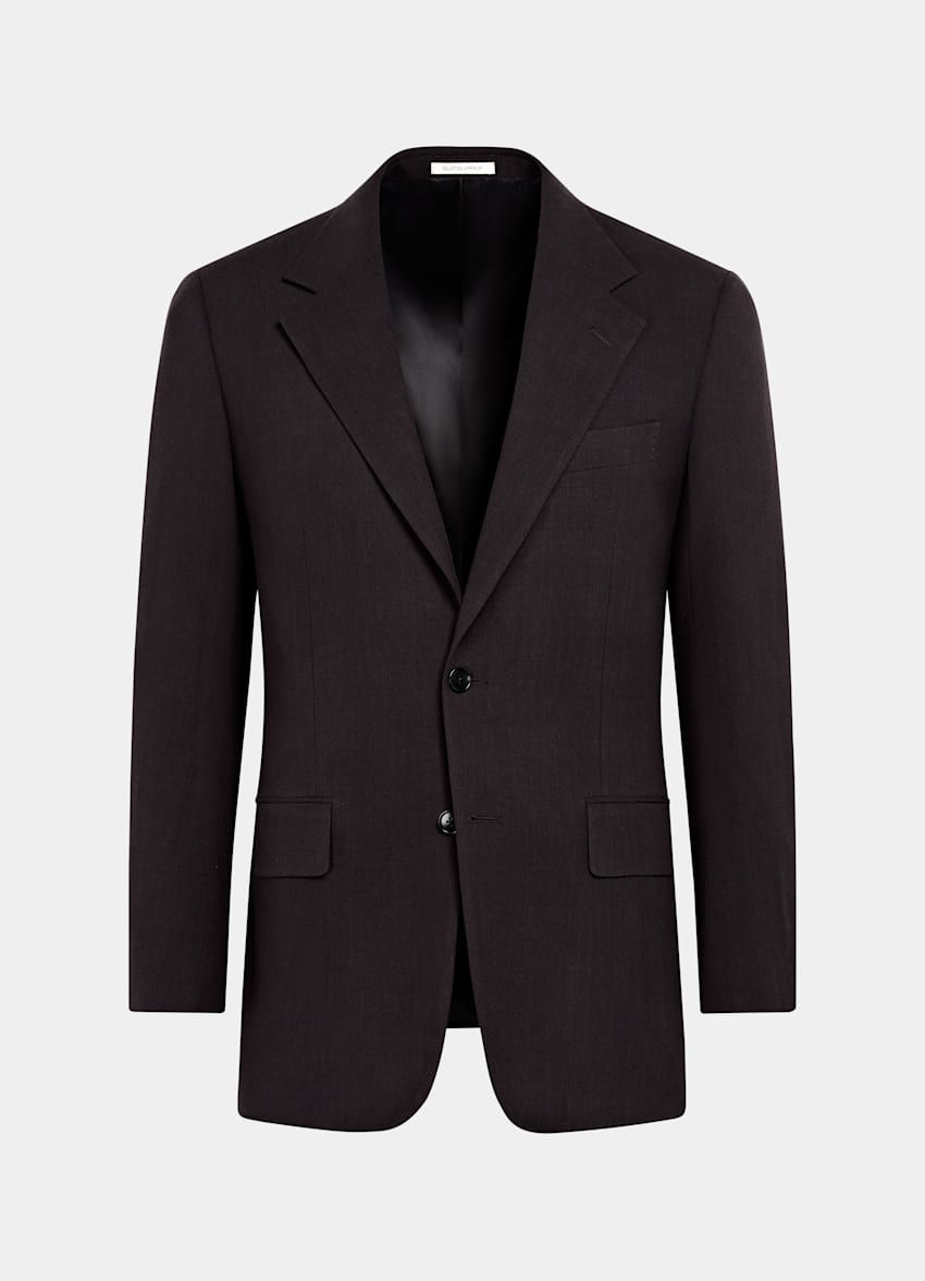 SUITSUPPLY All Season Pure Wool by Botto Giuseppe, Italy Dark Red Relaxed Fit Roma Suit