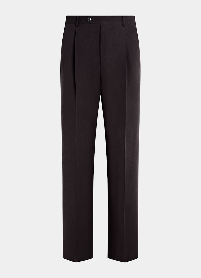 SUITSUPPLY All Season Pure Wool by Botto Giuseppe, Italy Dark Red Relaxed Fit Roma Suit