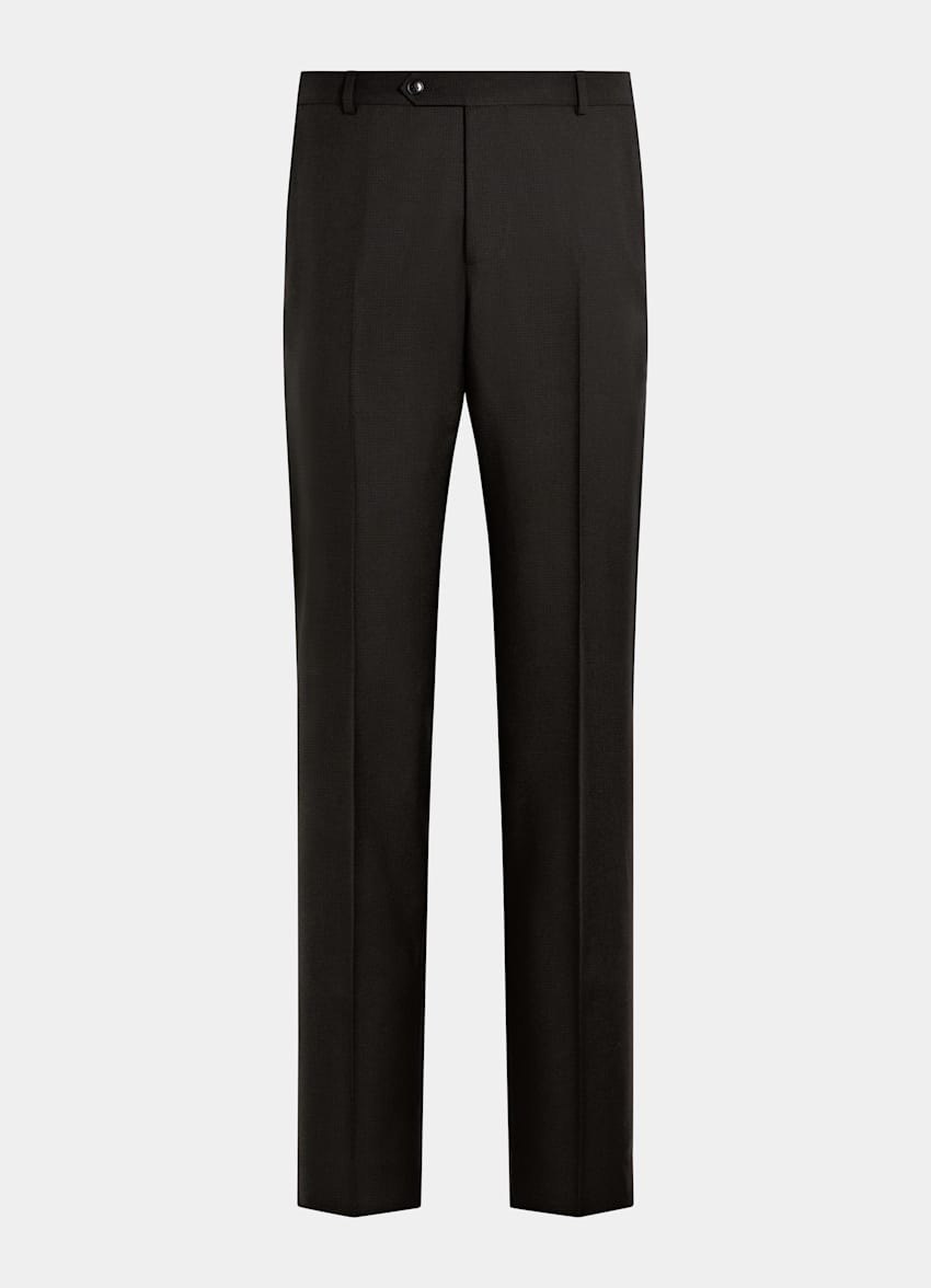 SUITSUPPLY All Season Wrinkle-Free Wool par Rogna, Italie Dark Brown Houndstooth Tailored Fit Havana Suit
