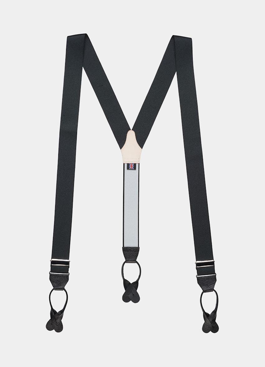 SUITSUPPLY Polyester Blend & Leather by Albert Thurston, UK Black Suspenders