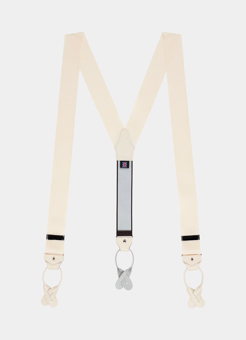 SUITSUPPLY Polyester Blend & Leather Off-White Suspenders