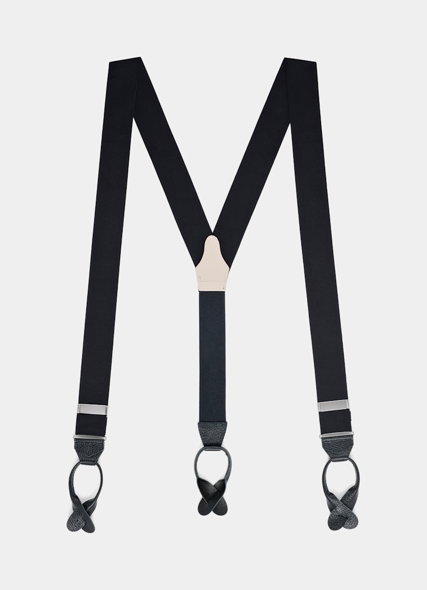 SUITSUPPLY Polyester Blend & Leather by Gigidue, Italy Navy Suspenders