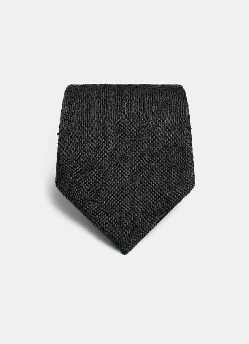 SUITSUPPLY Pure zijde Donkergrijze Print Stropdas