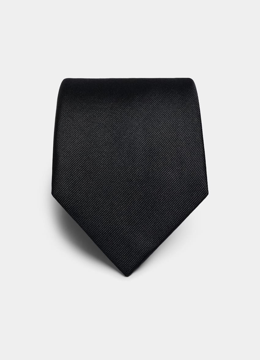 SUITSUPPLY Pure Silk Black Plain Tie