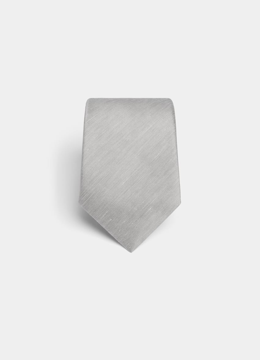 SUITSUPPLY Silk Linen by Fermo Fossati, Italy Grey Tie