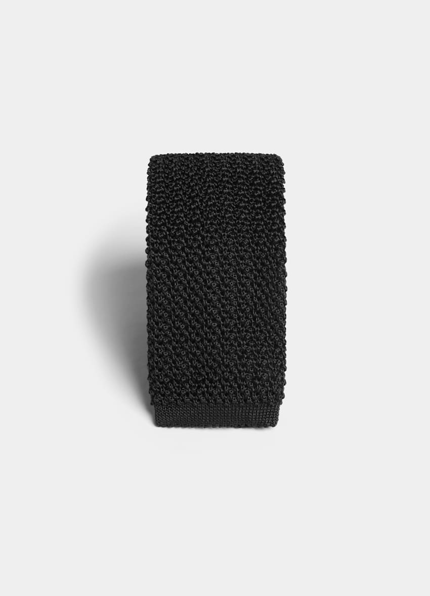 SUITSUPPLY 意大利 Canepa 生产的真丝面料 黑色针织领带