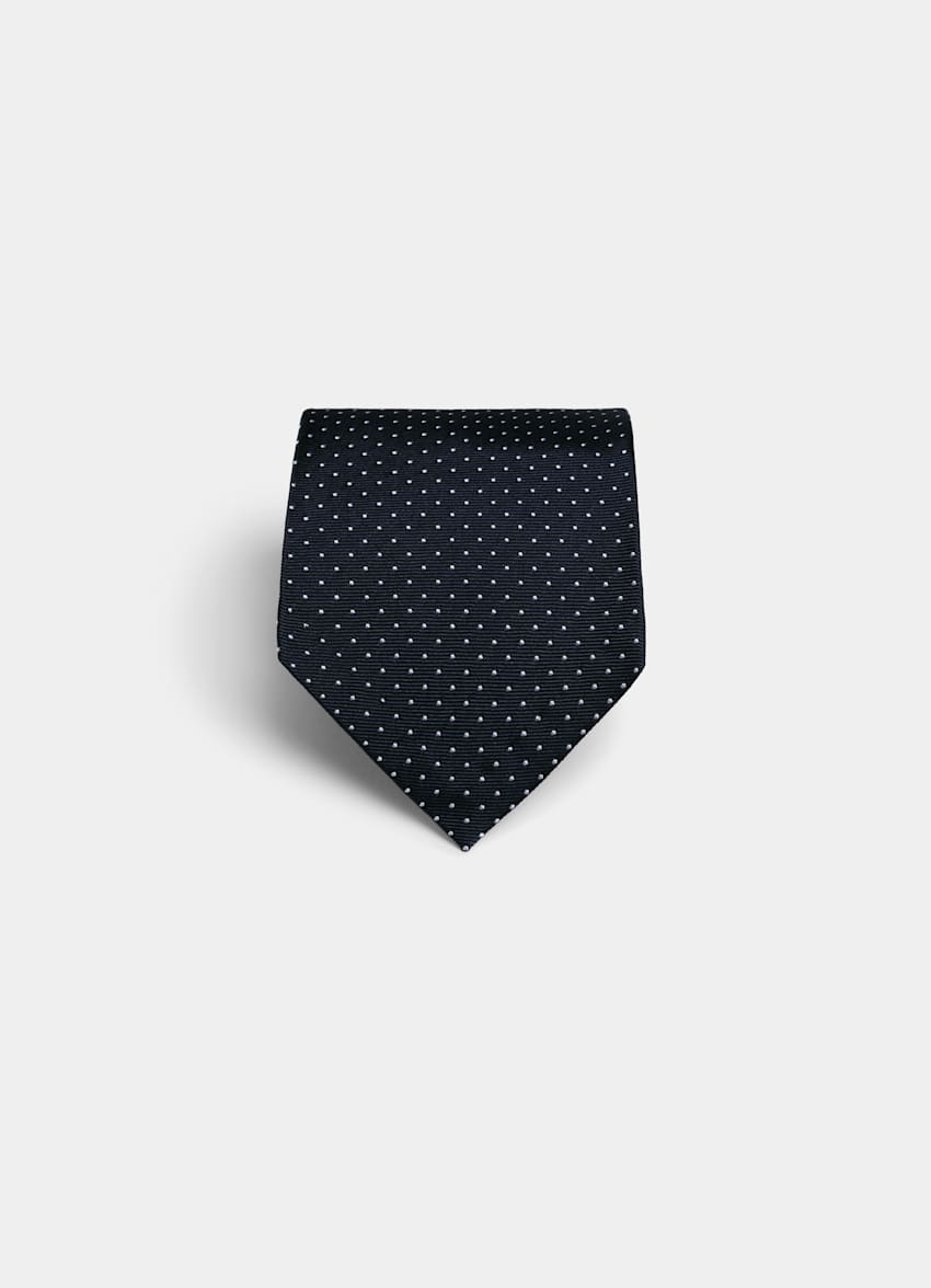 SUITSUPPLY Pure Silk Navy Dotted Tie