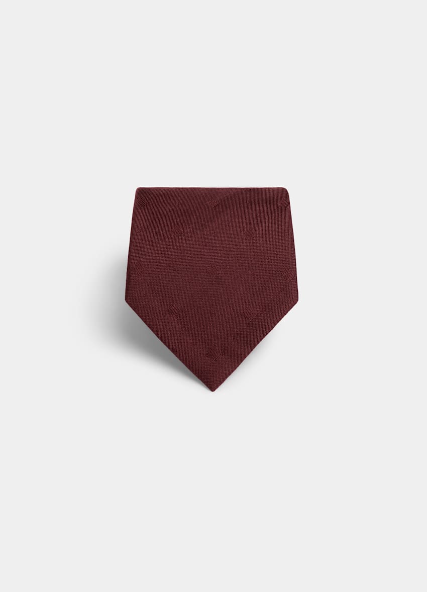 SUITSUPPLY Wełna/jedwab od Canepa, Włochy Krawat w graficzny wzór czerwień burgundzka