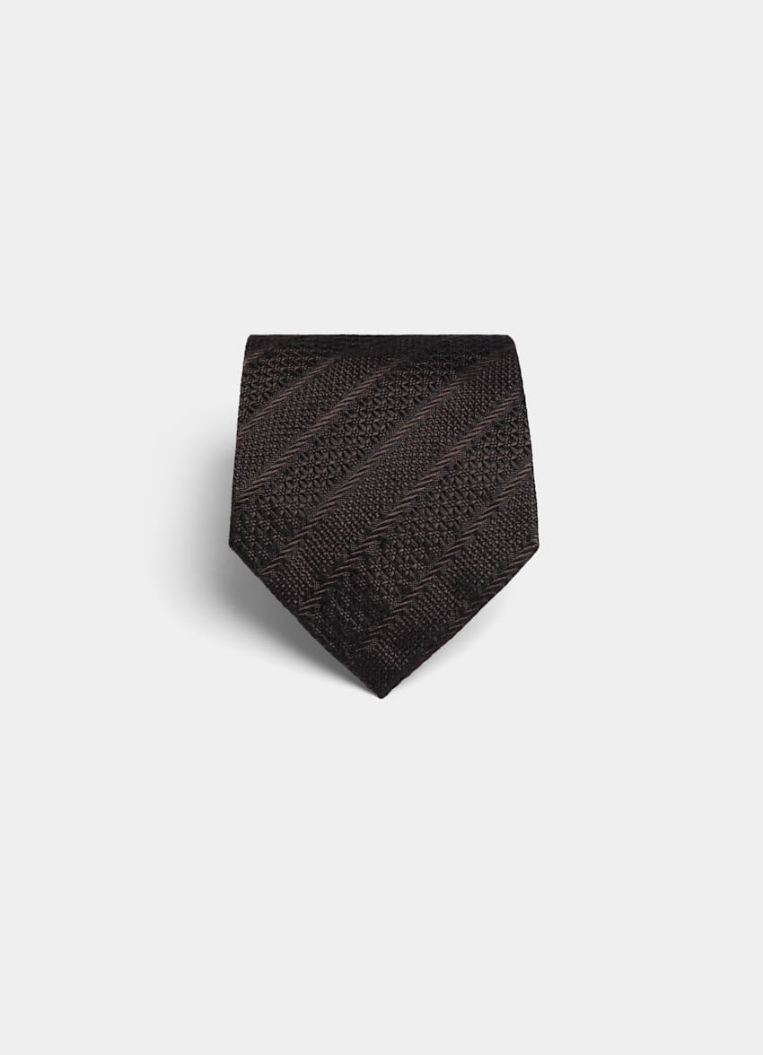 SUITSUPPLY Pure Silk by Canepa, Italy Brown Striped Tie
