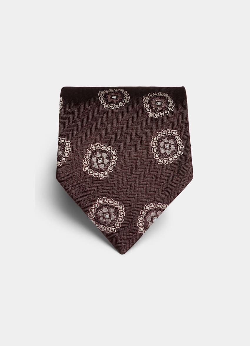 SUITSUPPLY Rent silke från Fermo Fossati, Italien Vinröd grafisk slips