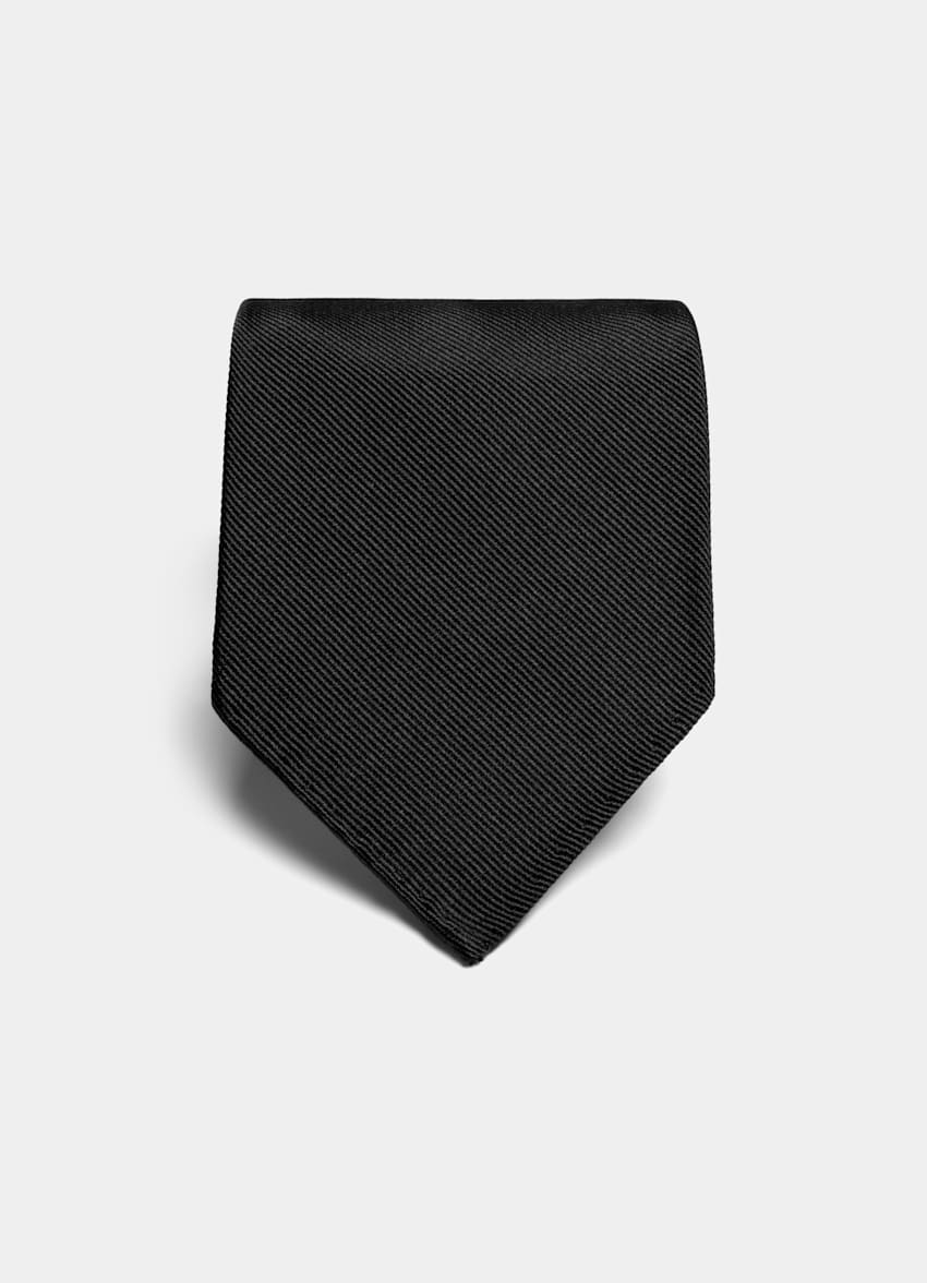 SUITSUPPLY Pure Silk Black 7 Fold Tie