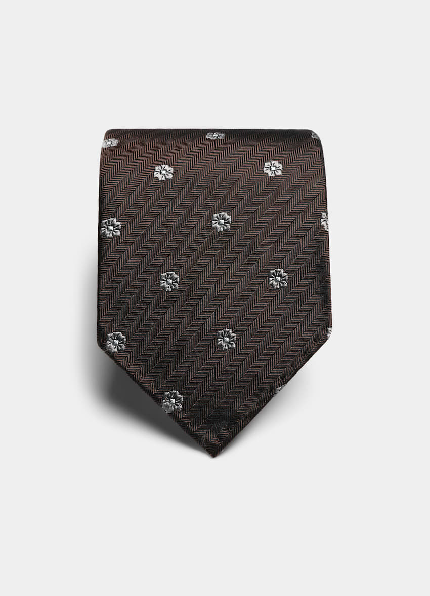 SUITSUPPLY  Brown Flower Tie