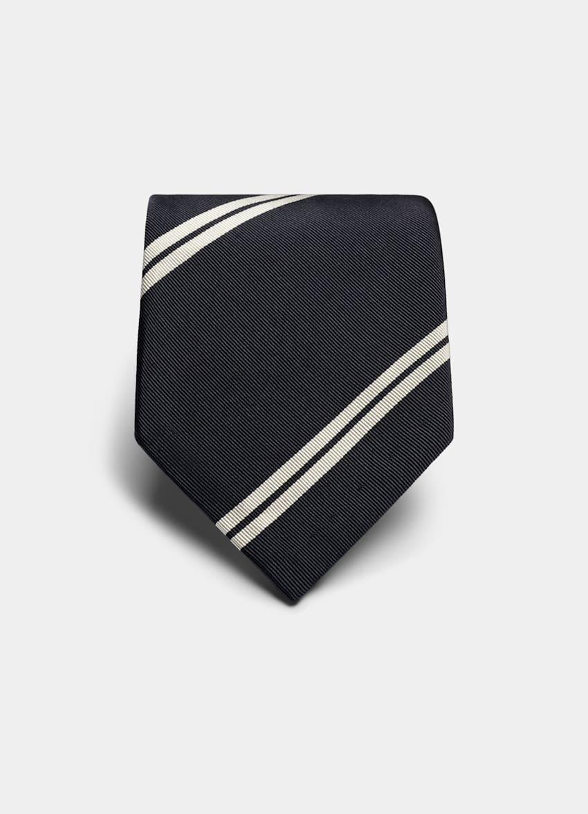 SUITSUPPLY Pure Silk by Fermo Fossati, Italy Navy Striped Tie