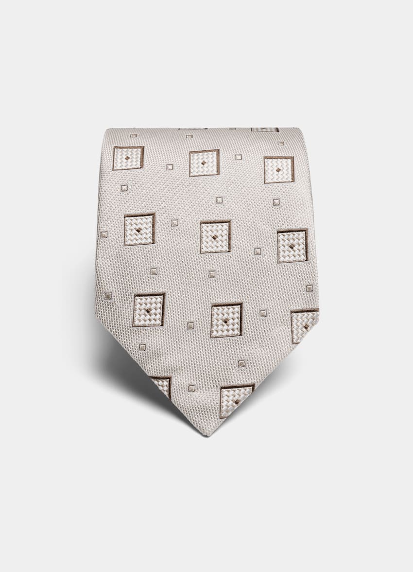 SUITSUPPLY Pure Silk by Fermo Fossati, Italy Light Brown Graphic Tie