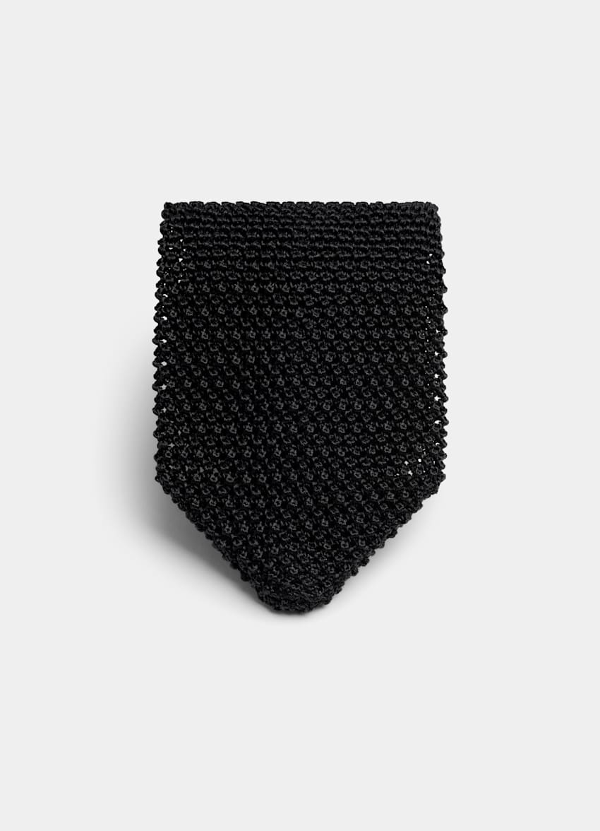 SUITSUPPLY Pure Silk by Canepa, Italy Black Knitted Tie