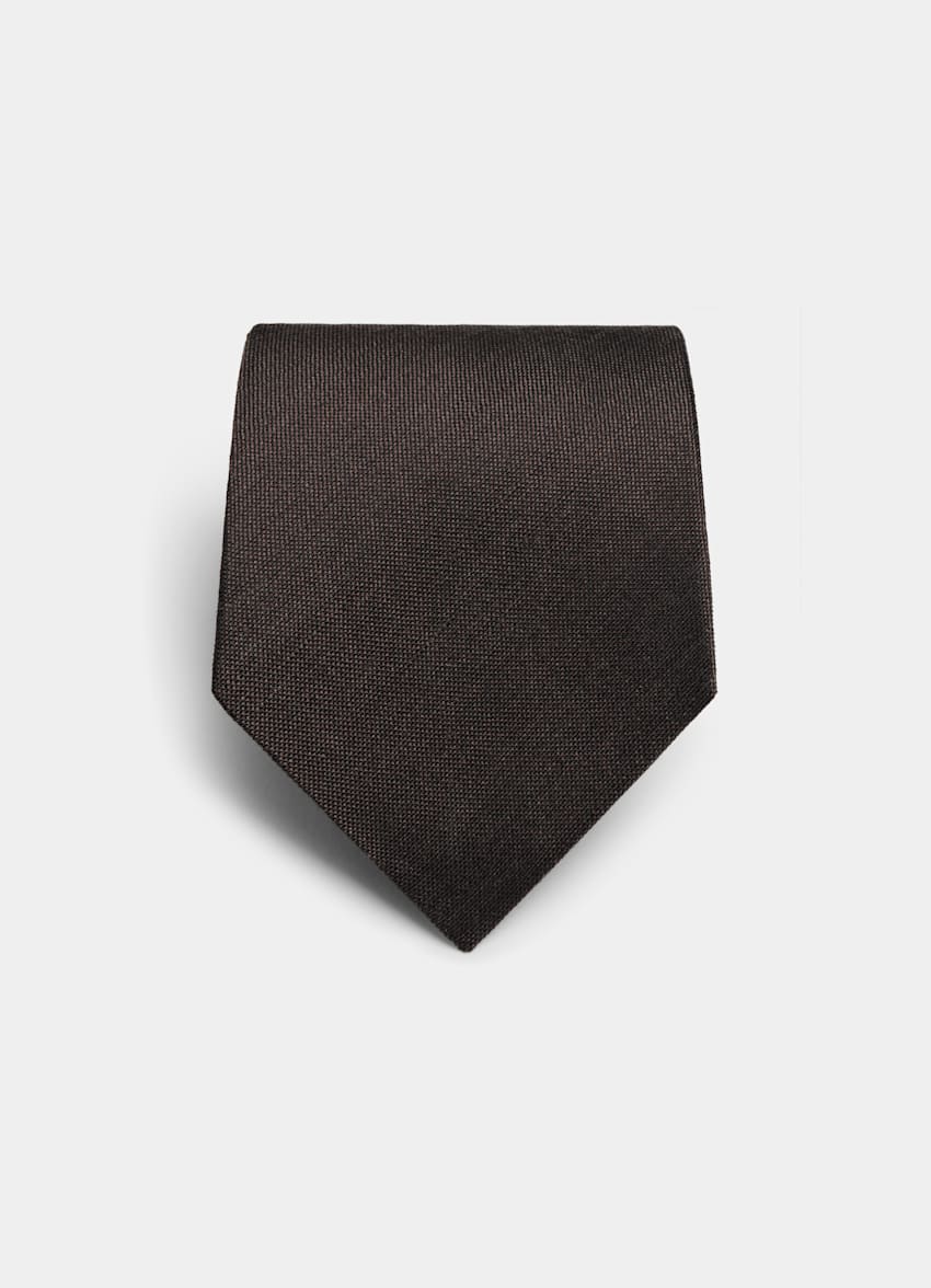 SUITSUPPLY Linen Silk Brown Tie