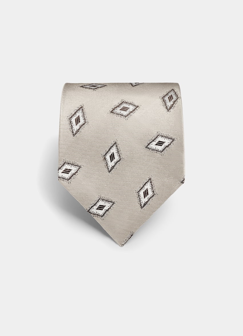 SUITSUPPLY Pure Silk by Fermo Fossati, Italy Sand Graphic Tie