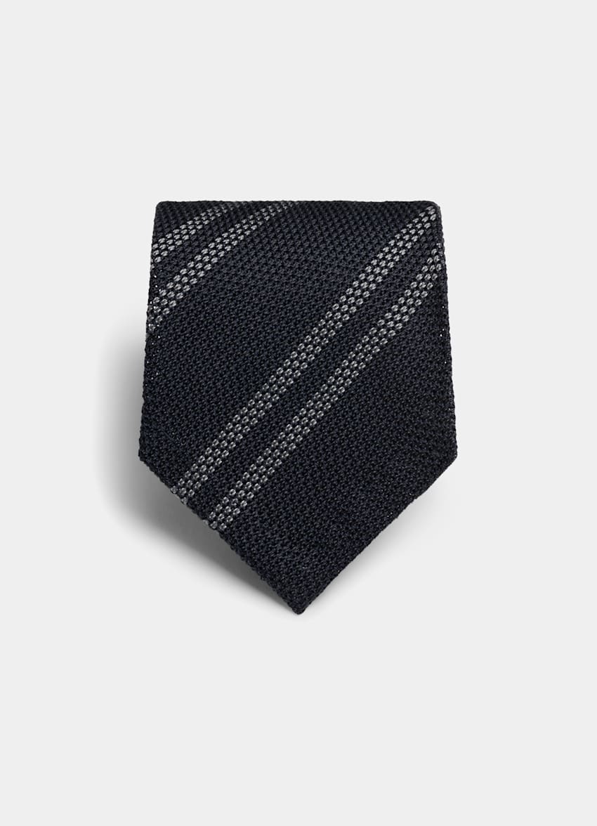 SUITSUPPLY Pure soie - Fermo Fossati, Italie Cravate grenadine bleu marine à rayures