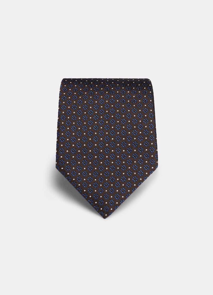 Cravate Homme En Soie Bleue Marquis De France - Motifs Maisons De France (Neuve Sans étiquette)