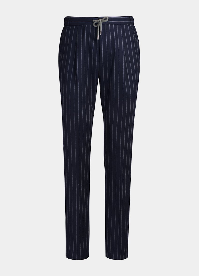Navy Drawstring Ames Trousers | Circular Wool Flannel | Suitsupply ...