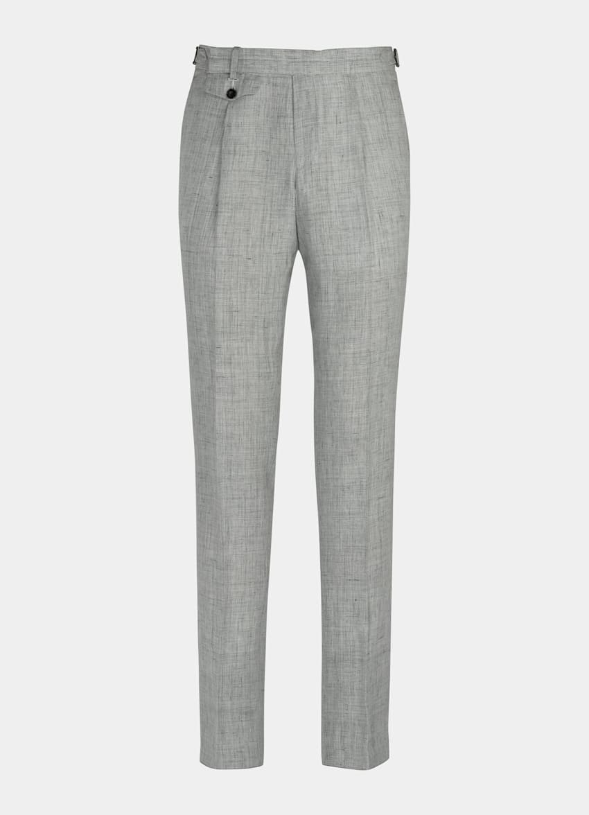 Grey pleated trousers clearance