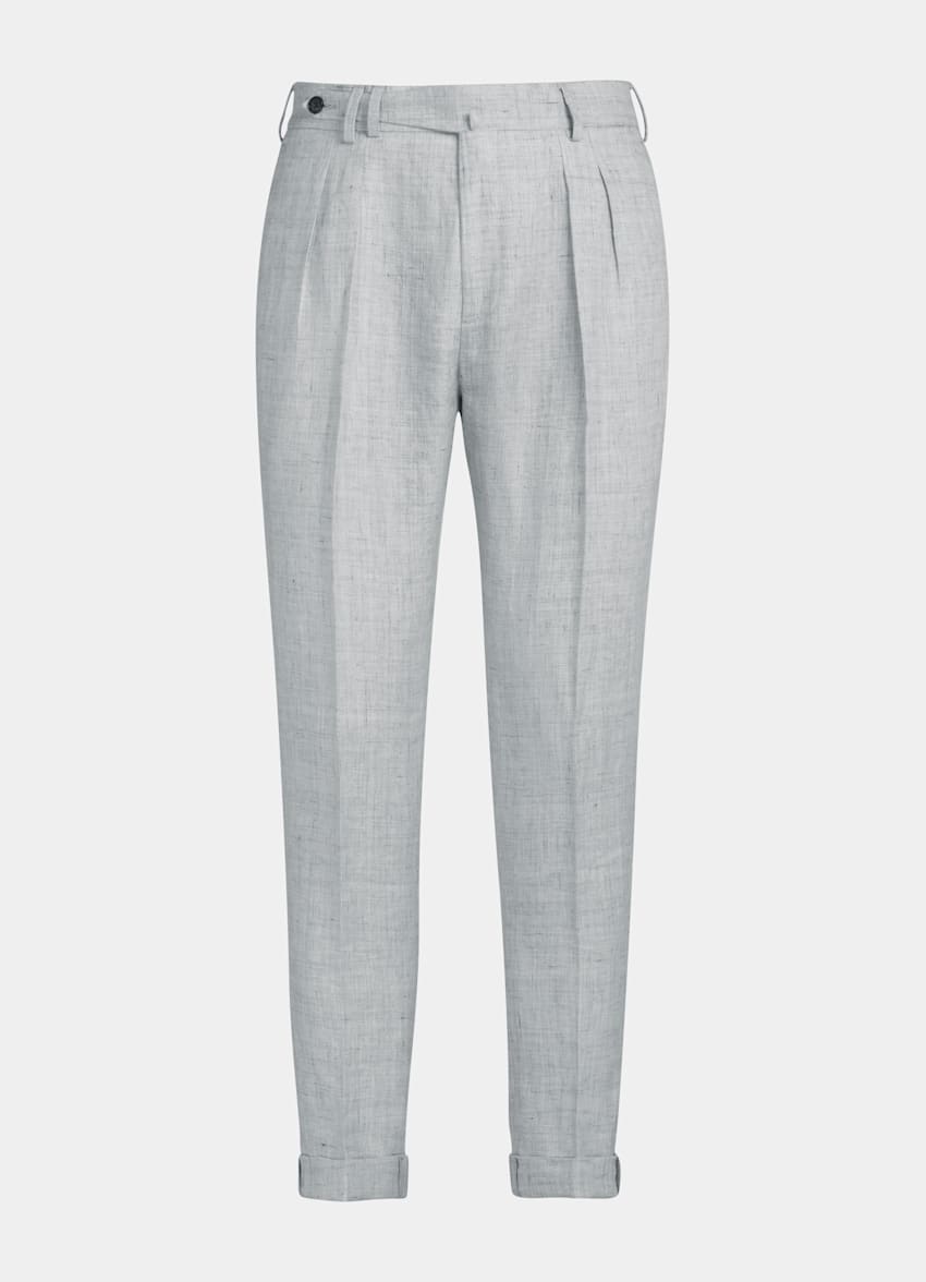 Light Grey Pleated Blake Trousers | Pure Linen | Suitsupply Online Store