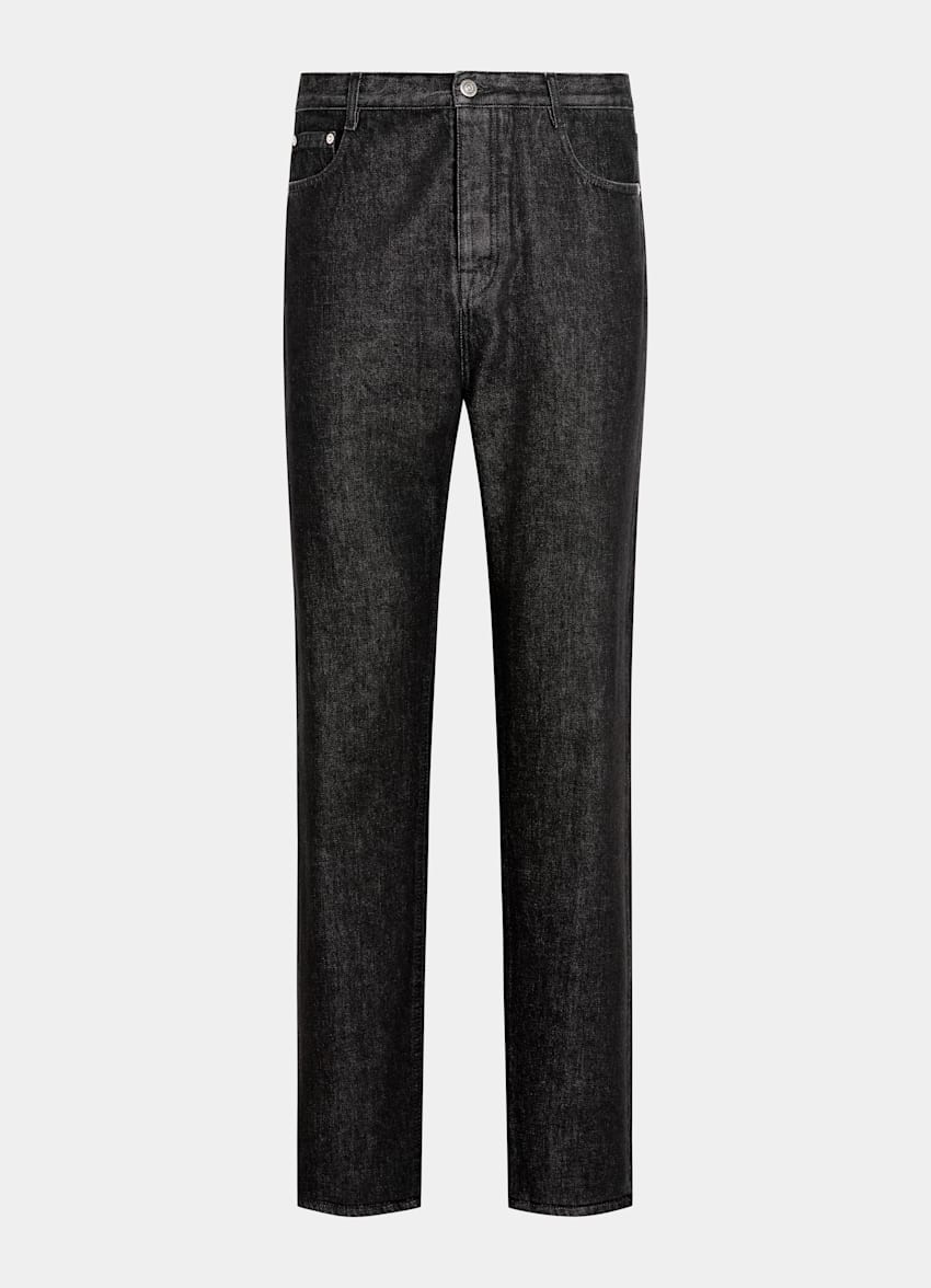 SUITSUPPLY All Season Selvedge Denim by Candiani, Italy Dark Grey Straight Leg Jeans